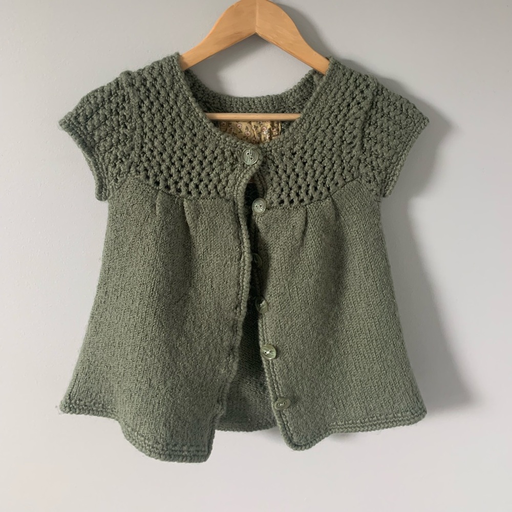 Green Crochet Button Up